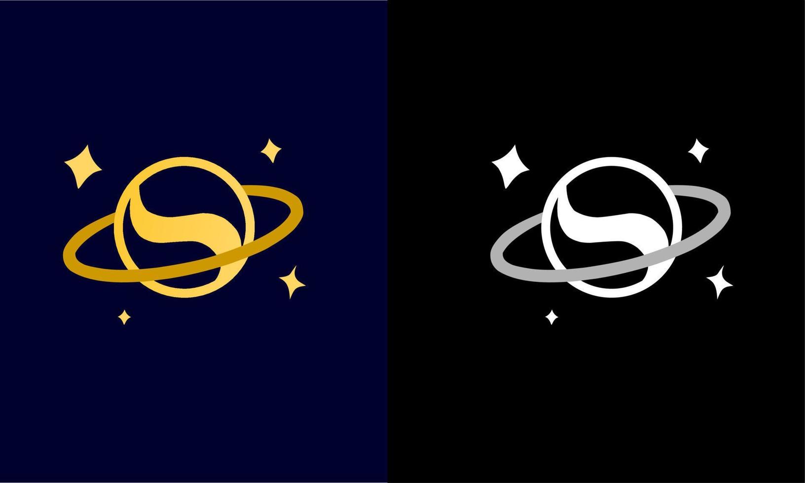 ilustración vectorial gráfico del logotipo de la plantilla planeta saturno letras s vector