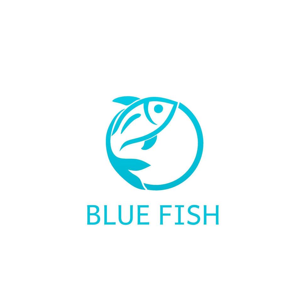 Illustration vector graphic of template logo blue fish with circle