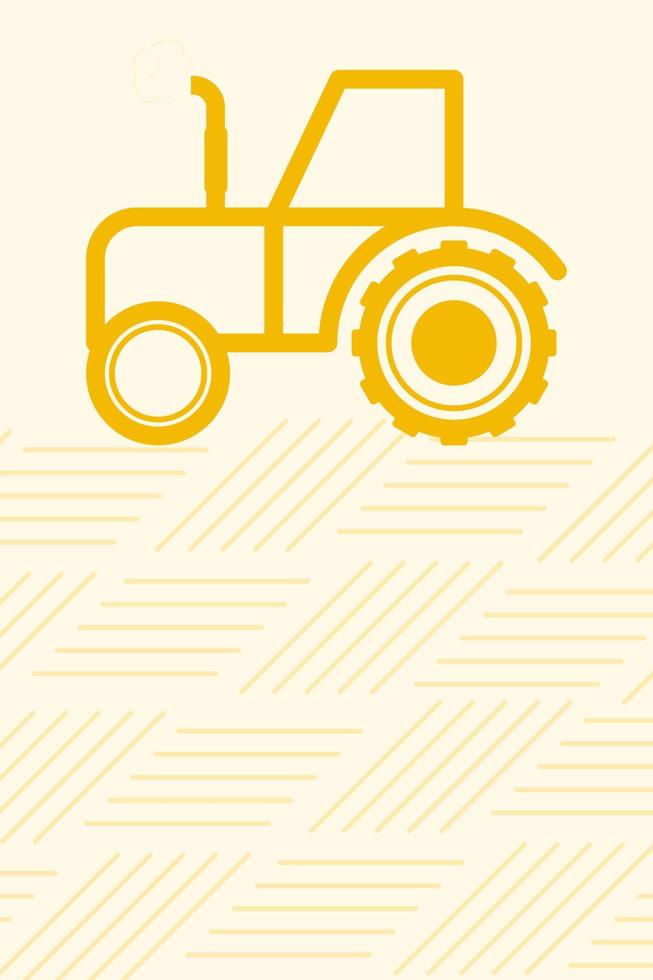 Tractor harvesting the land. Graphic Agriculture poster with copy space. Vector illustration
