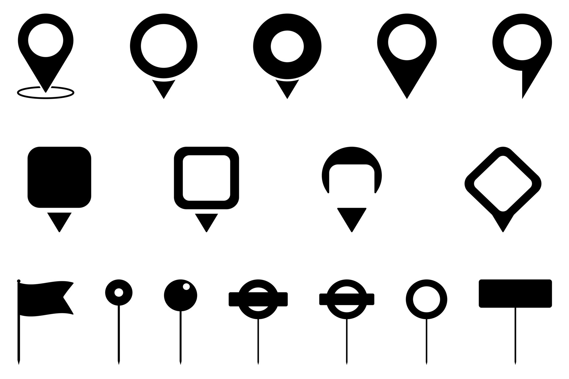 Icon set of map pin. Location pin symbol. Vector illustration 10451757