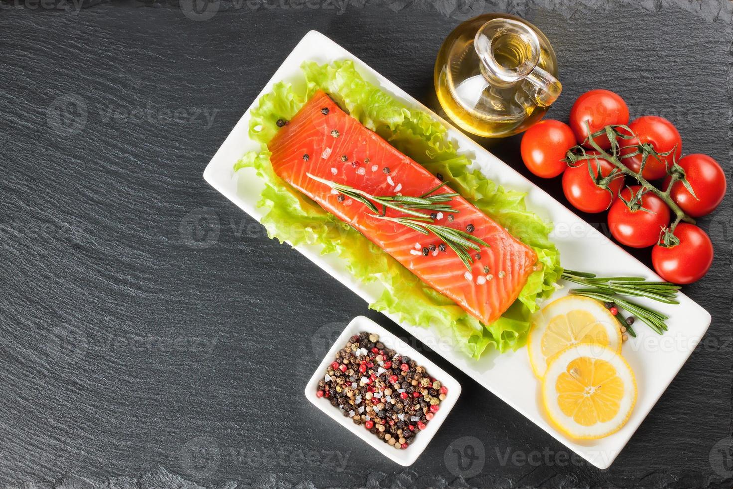 Raw salmon fillet photo