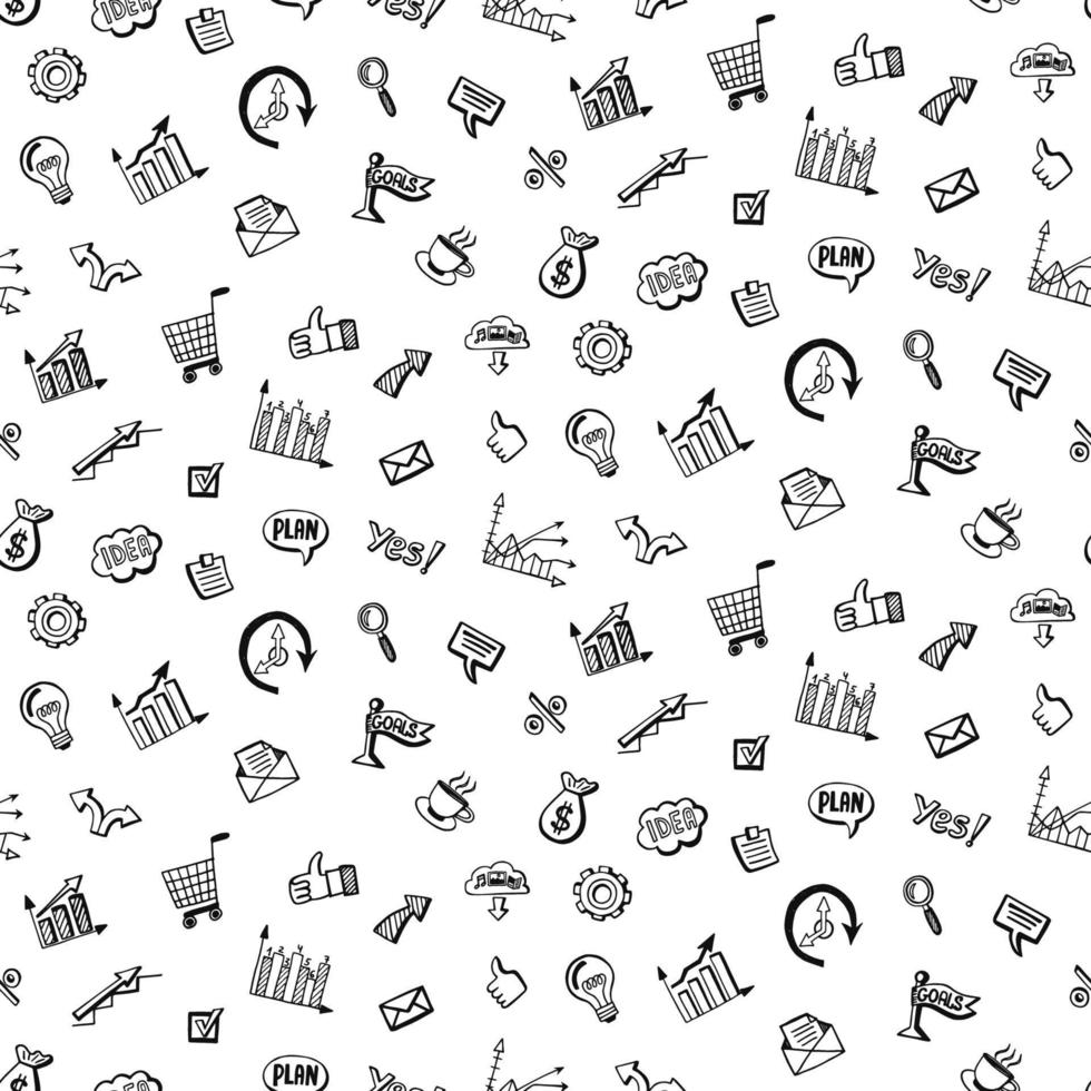 Pattern with Social media business doodles vector