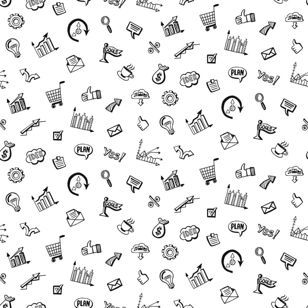 Pattern with Social media business doodles vector