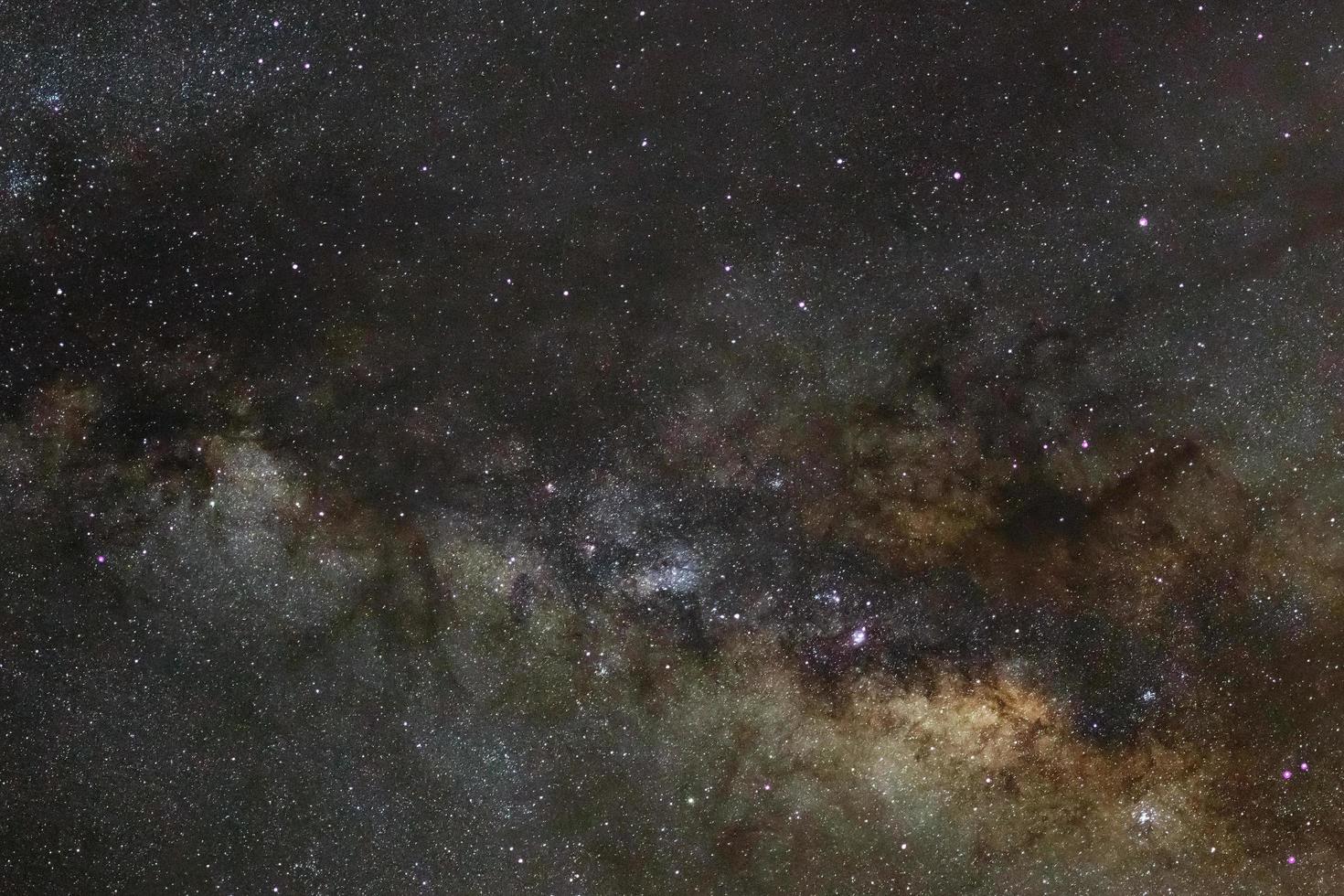 Close-up of Milky way galaxy with stars and space dust in the universe, Long exposure photograph, with grain. photo