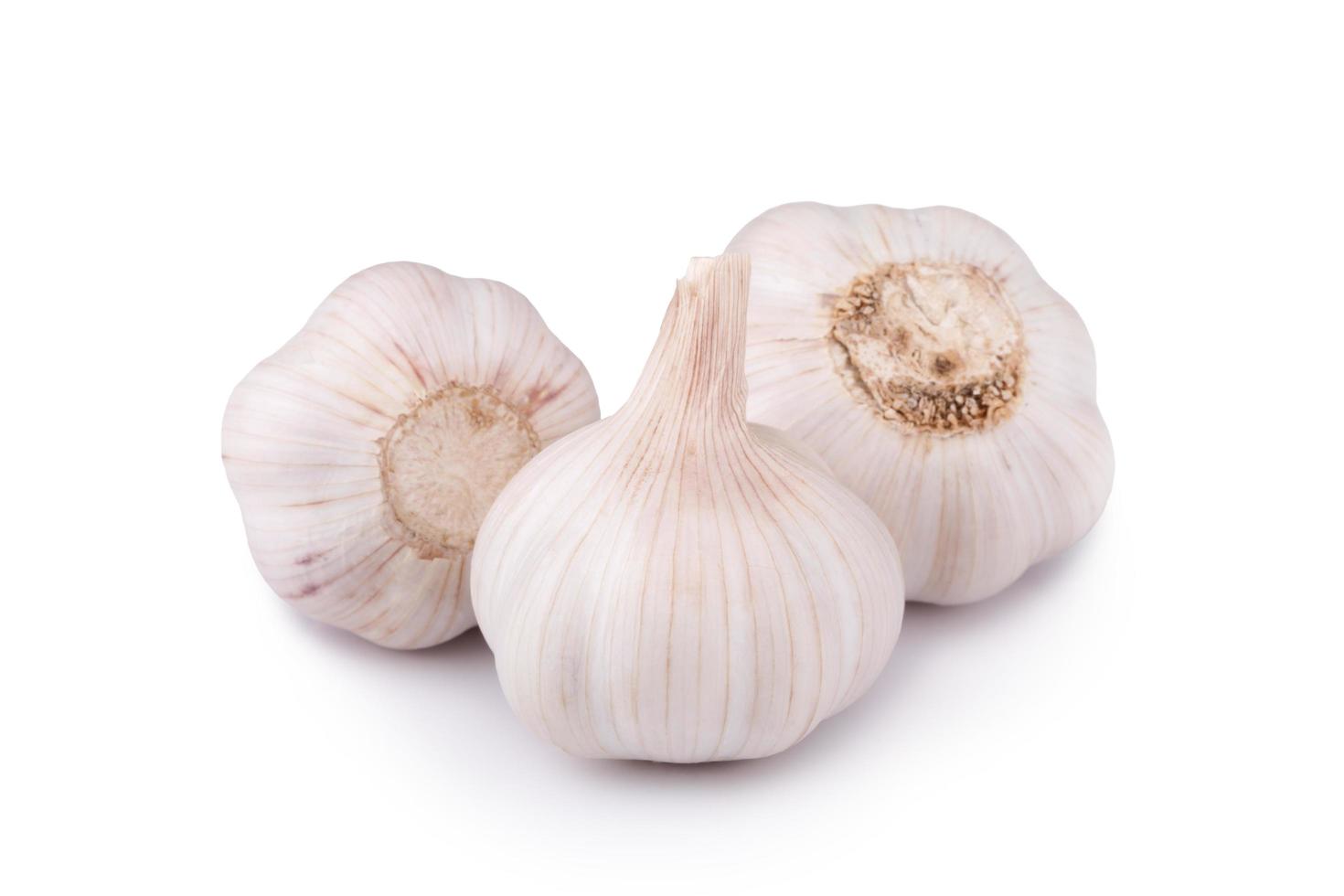 Fresh garlic isolated on white background photo