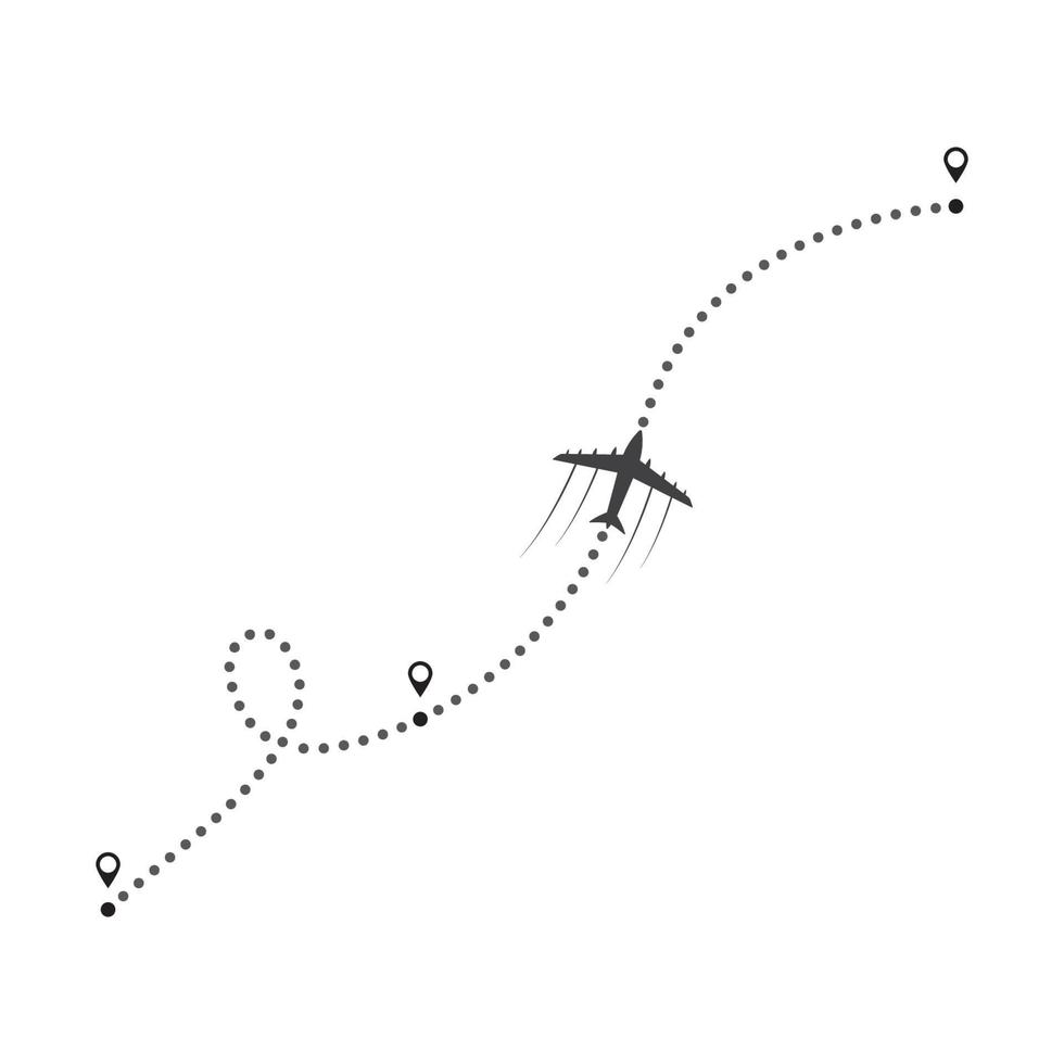 Airplane flight line route vector