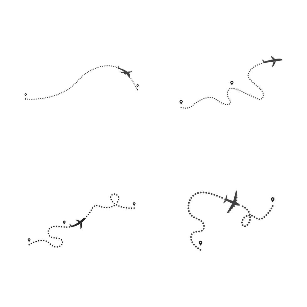 Airplane flight line route vector