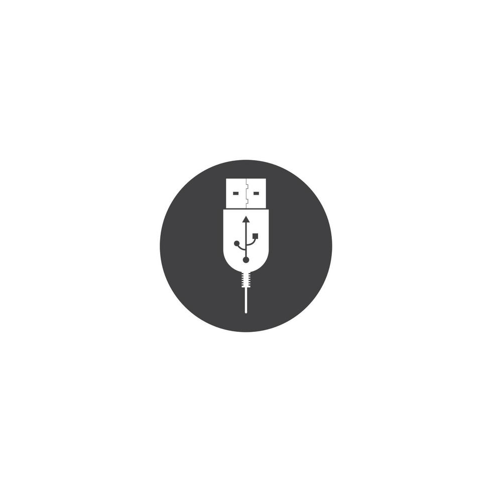 USB flash drive cable icon symbol button. Connector memory logo sign. Vector illustration image.