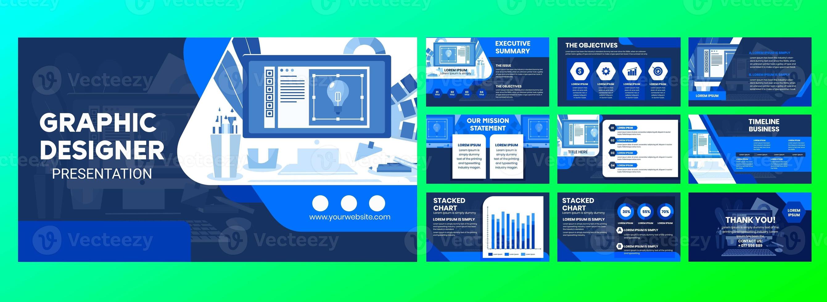 elementos de plantillas de presentación en blanco sobre un fondo azul. infografías vectoriales. uso en presentación, volante y folleto, informe corporativo, marketing, publicidad, informe anual, banner. foto