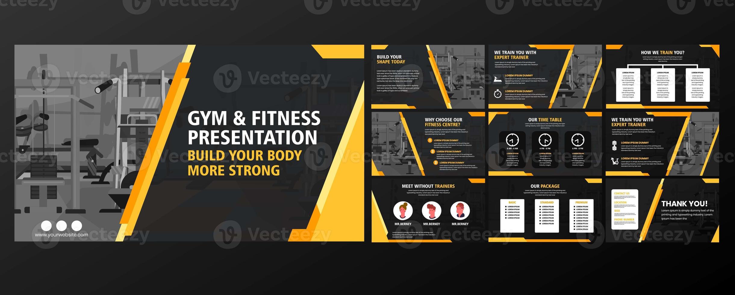 Yellow presentation templates elements on a black background. Vector infographics. Use in Presentation, flyer and leaflet, corporate report, marketing, advertising, annual report, banner. photo