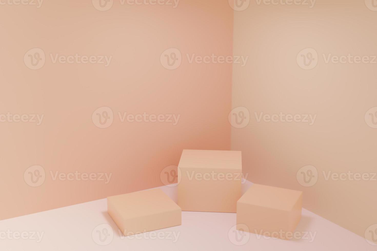 3D rendering scene with podium and abstract background. podium for cosmetic product presentation. photo