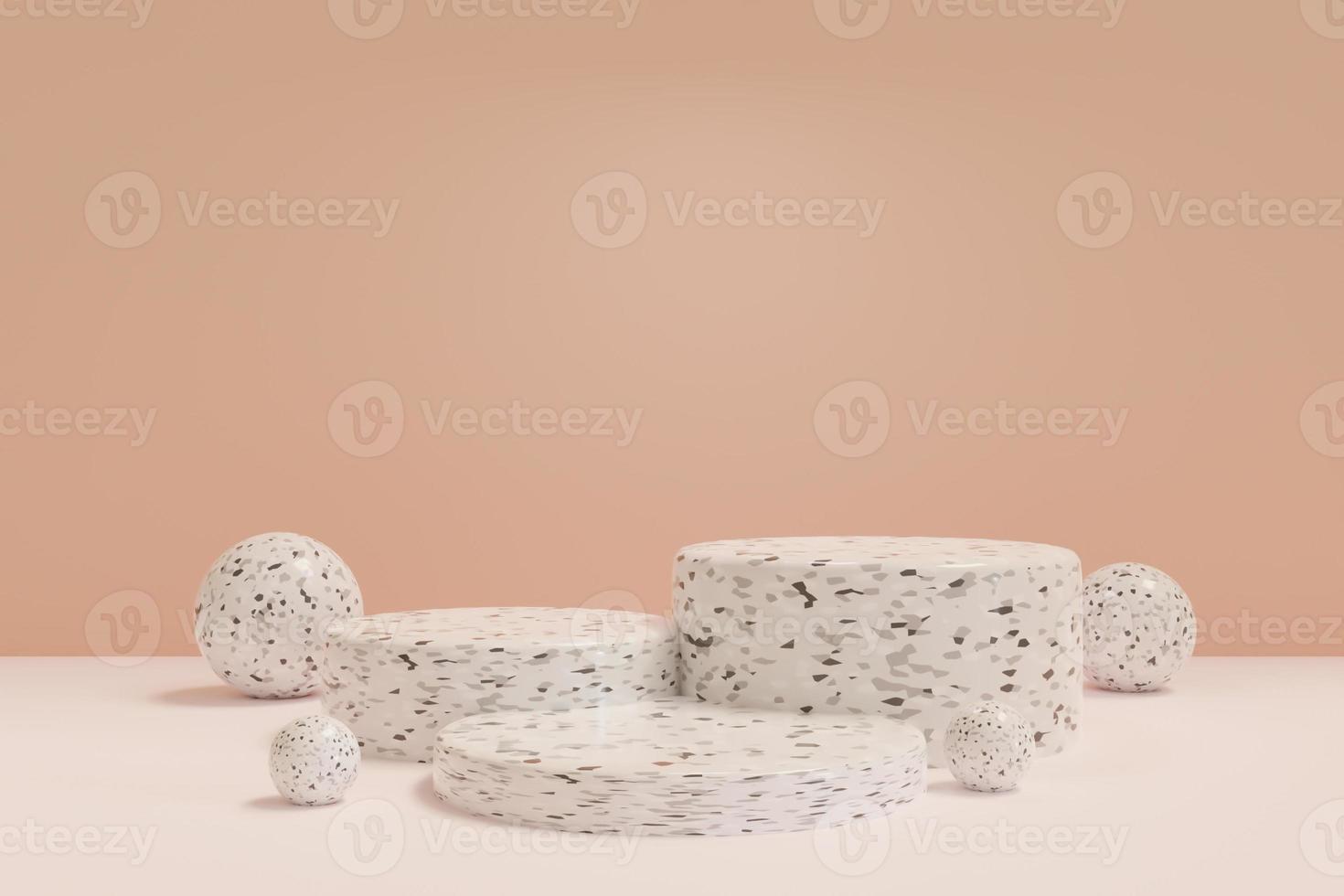 3D rendering scene with podium and abstract background. podium for cosmetic product presentation. photo