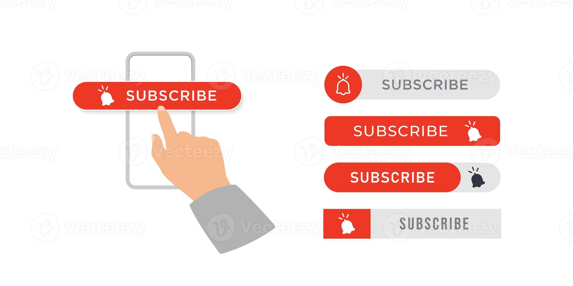 subscribe button with hand point photo