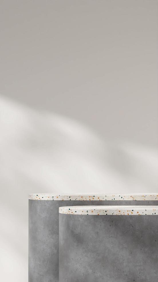 Minimal terrazzo and concrete texture podium steps in portrait 3d rendering background mockup photo