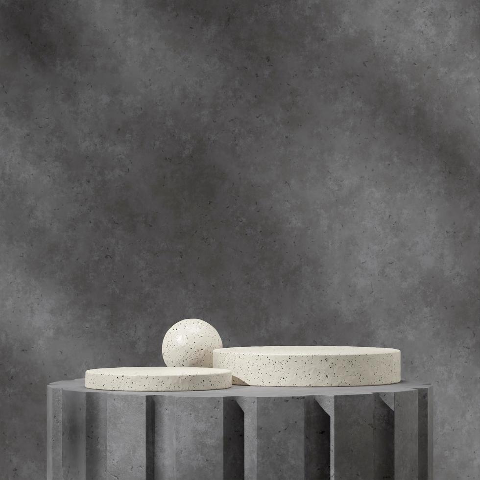 Minimal ceramic podium and concrete textured background 3d rendering mockup realistic in square photo