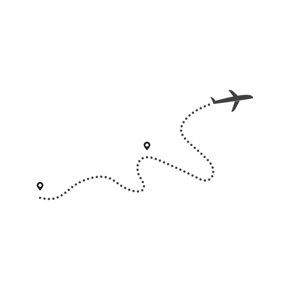 Airplane flight line route vector