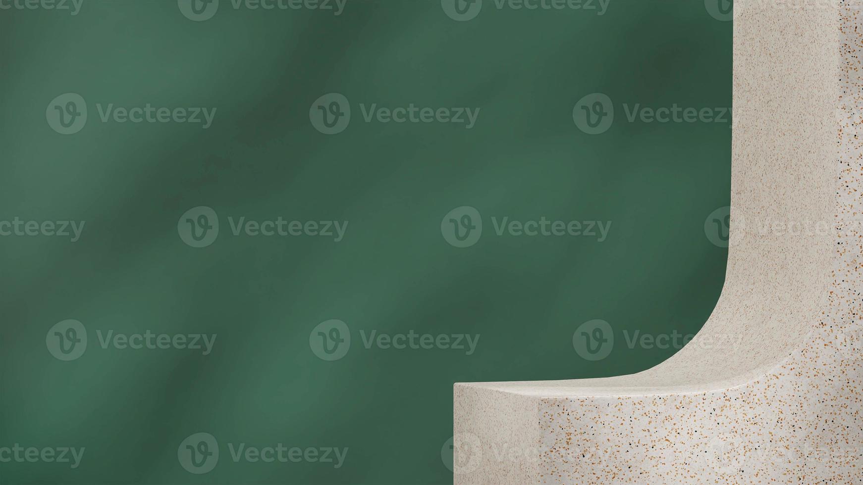 minimal 3d render mockup of terrazzo podium in landscape with green background photo