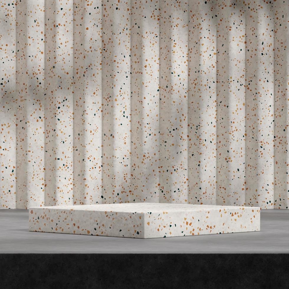 Square style 3d rendering terrazzo and concrete texture podium empty space for product mockup photo