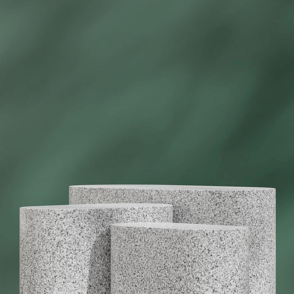 Green background minimal simple granite texture podium 3d rendering mockup for product in square photo