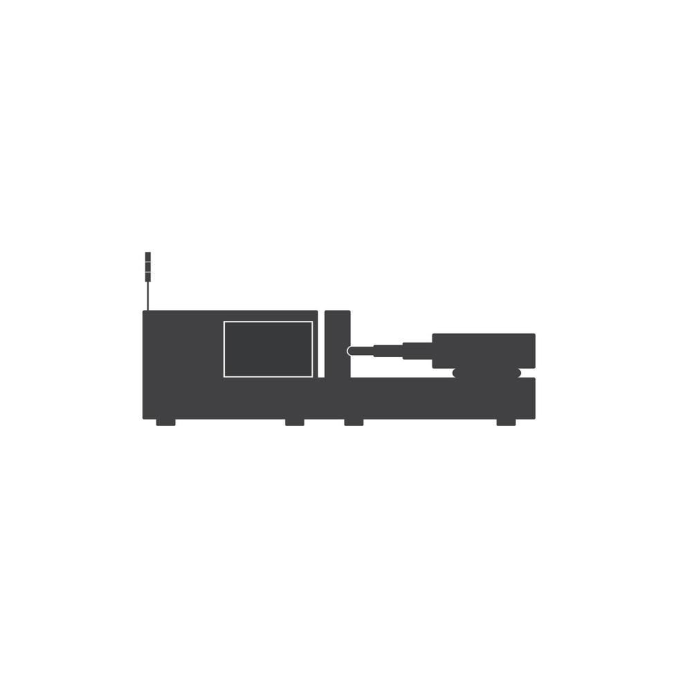 Vector diagram of an electric or hydraulic injection molding machine for plastic and polymer processing.