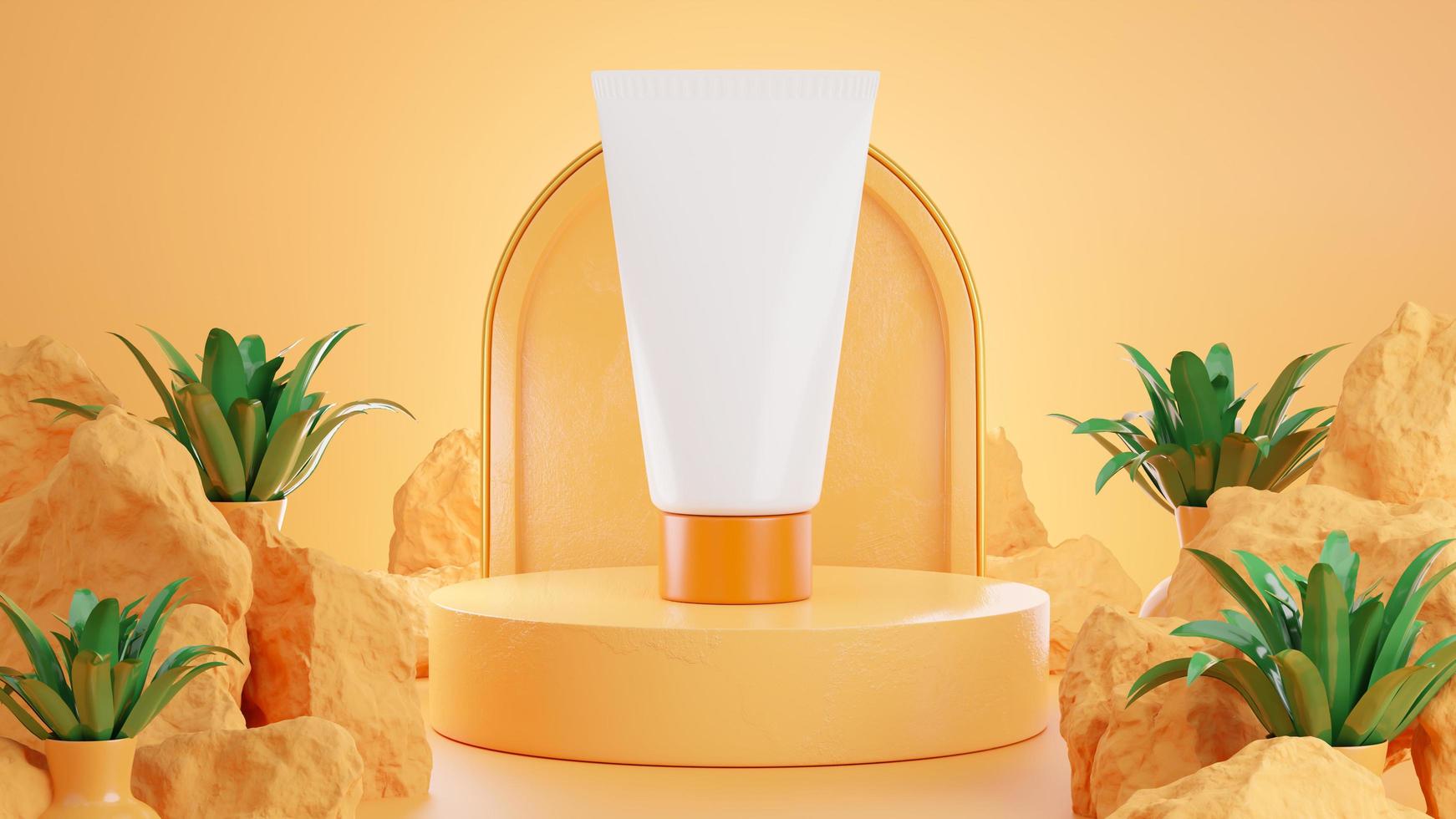 3d render of sunscreen protection cream for mockup branding photo