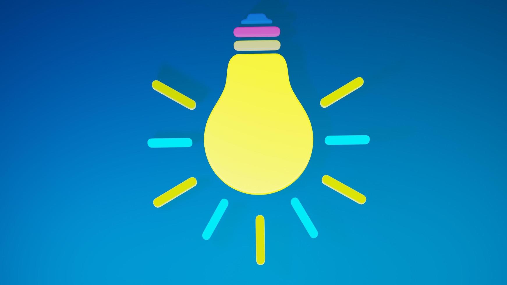 Luminous yellow lamp with rays diverging in different directions on blue background. 3d illustration photo