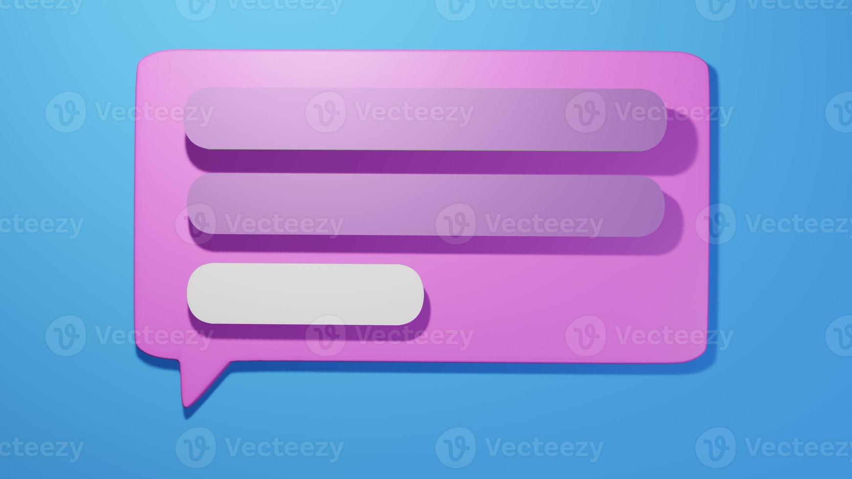 Bubble text message in messenger with empty lines. 3D render. photo