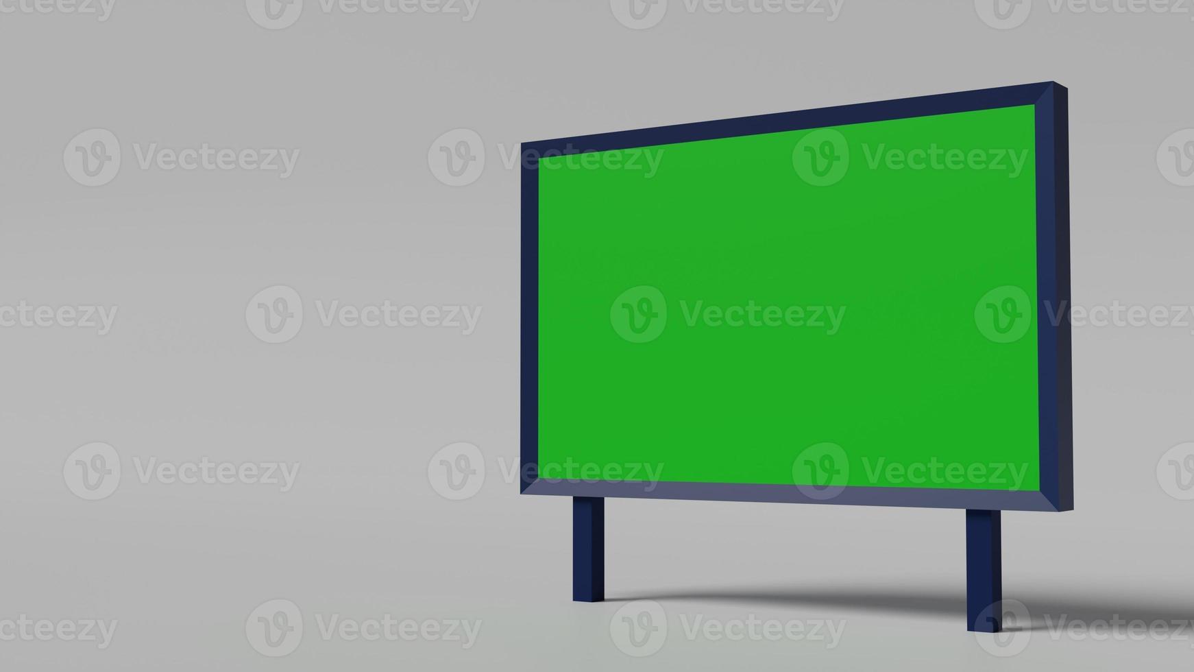 Rectangular billboard with green background for inserting text. 3D rendering. photo