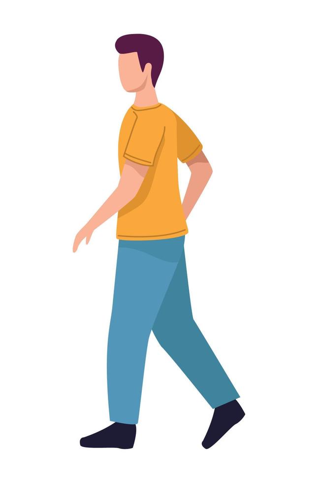 young man walking character vector