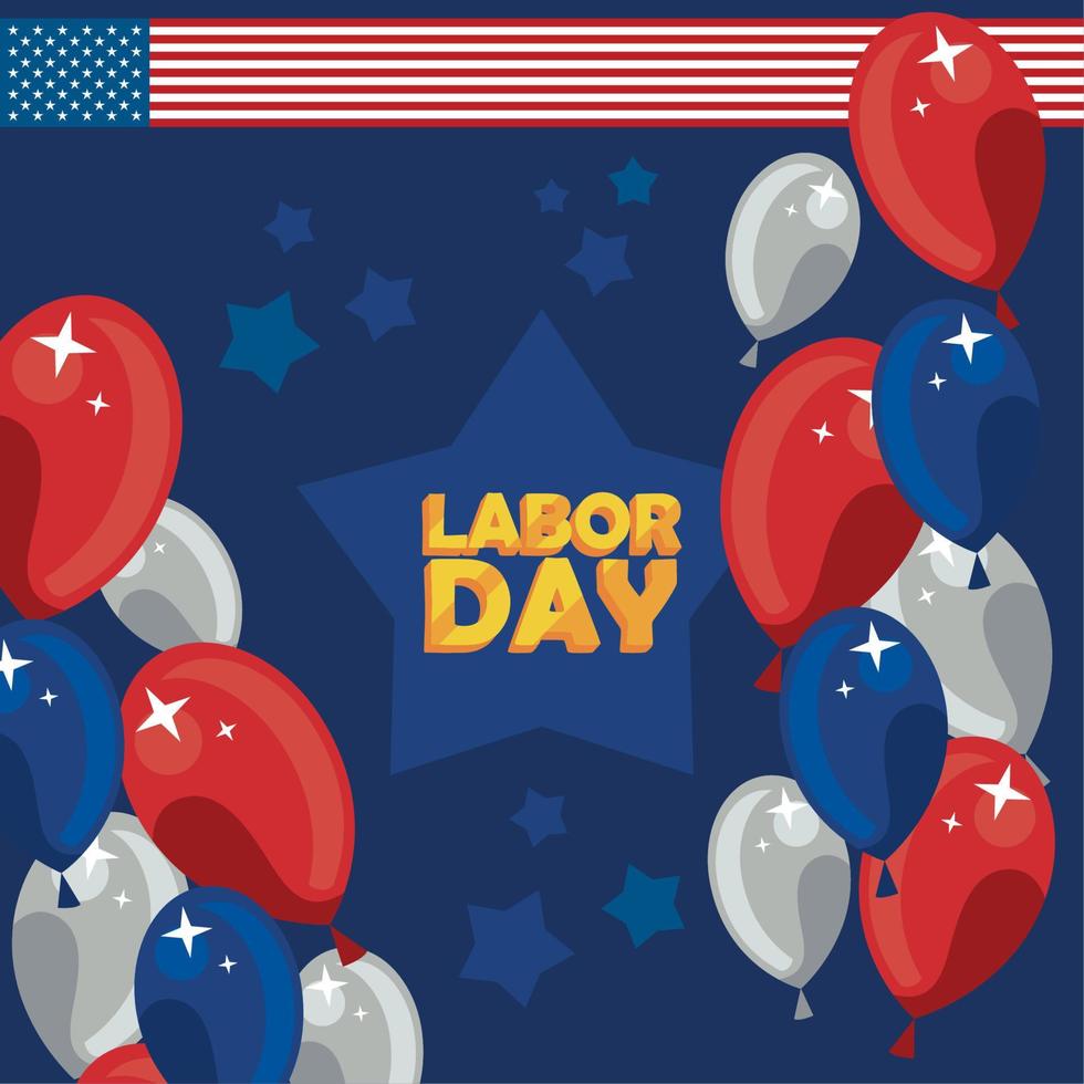 happy labor day lettering card vector