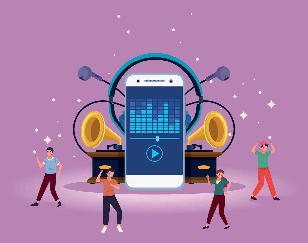 people dancing with devices vector