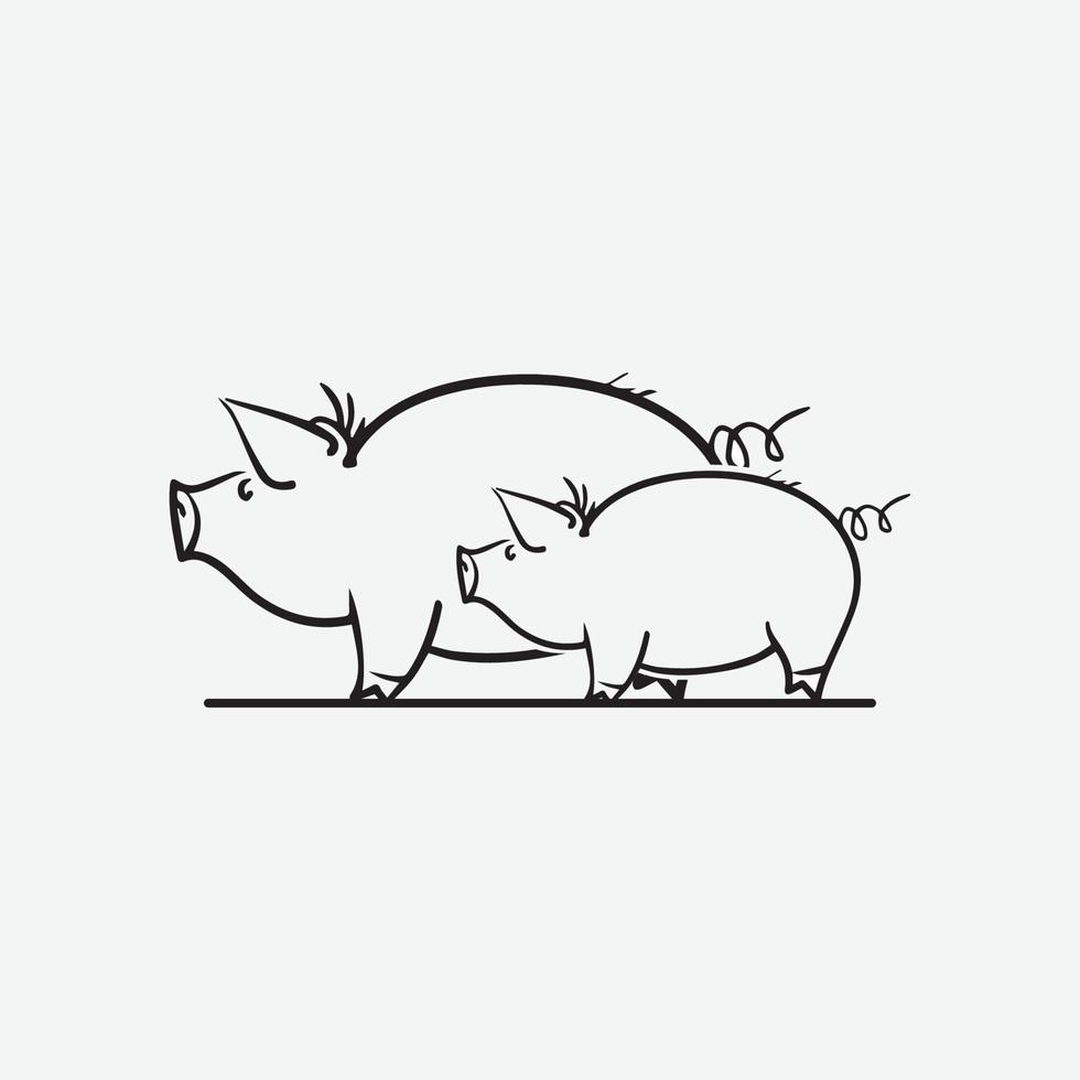 ilustración de diseño de cerdo de dibujos animados vector