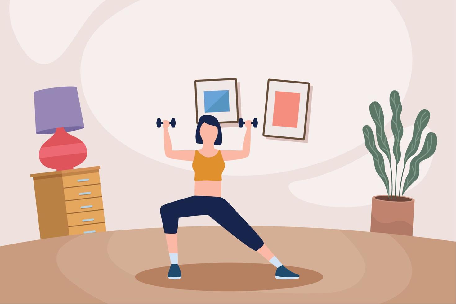 girl lifting weights vector