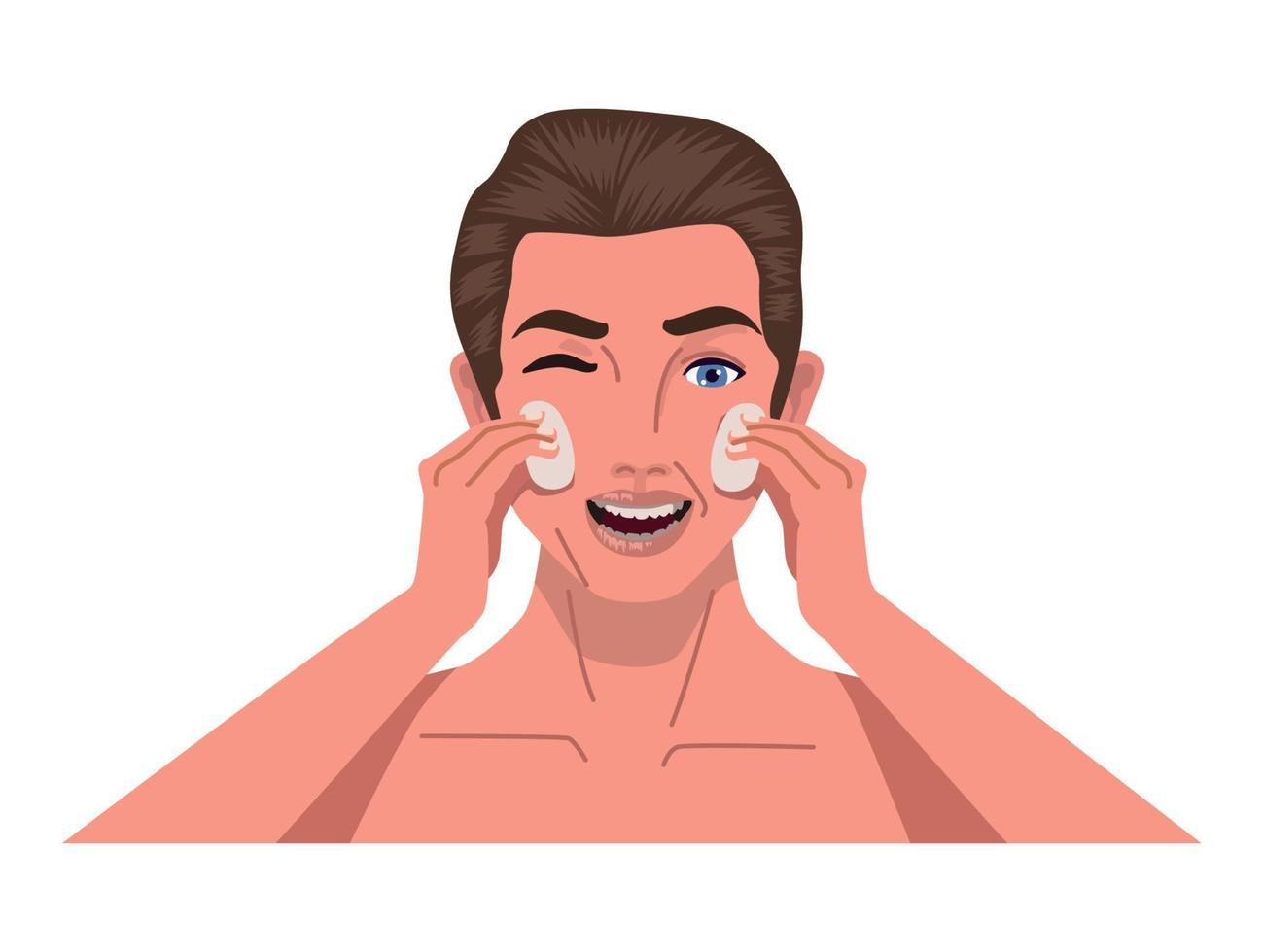 young man applying mask vector