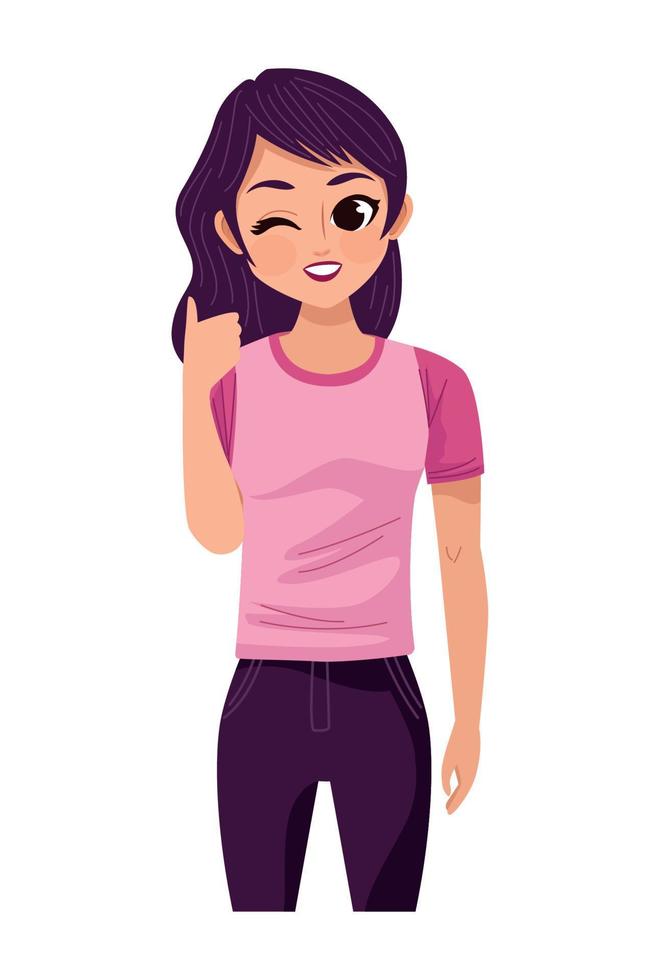 happy young woman approving vector