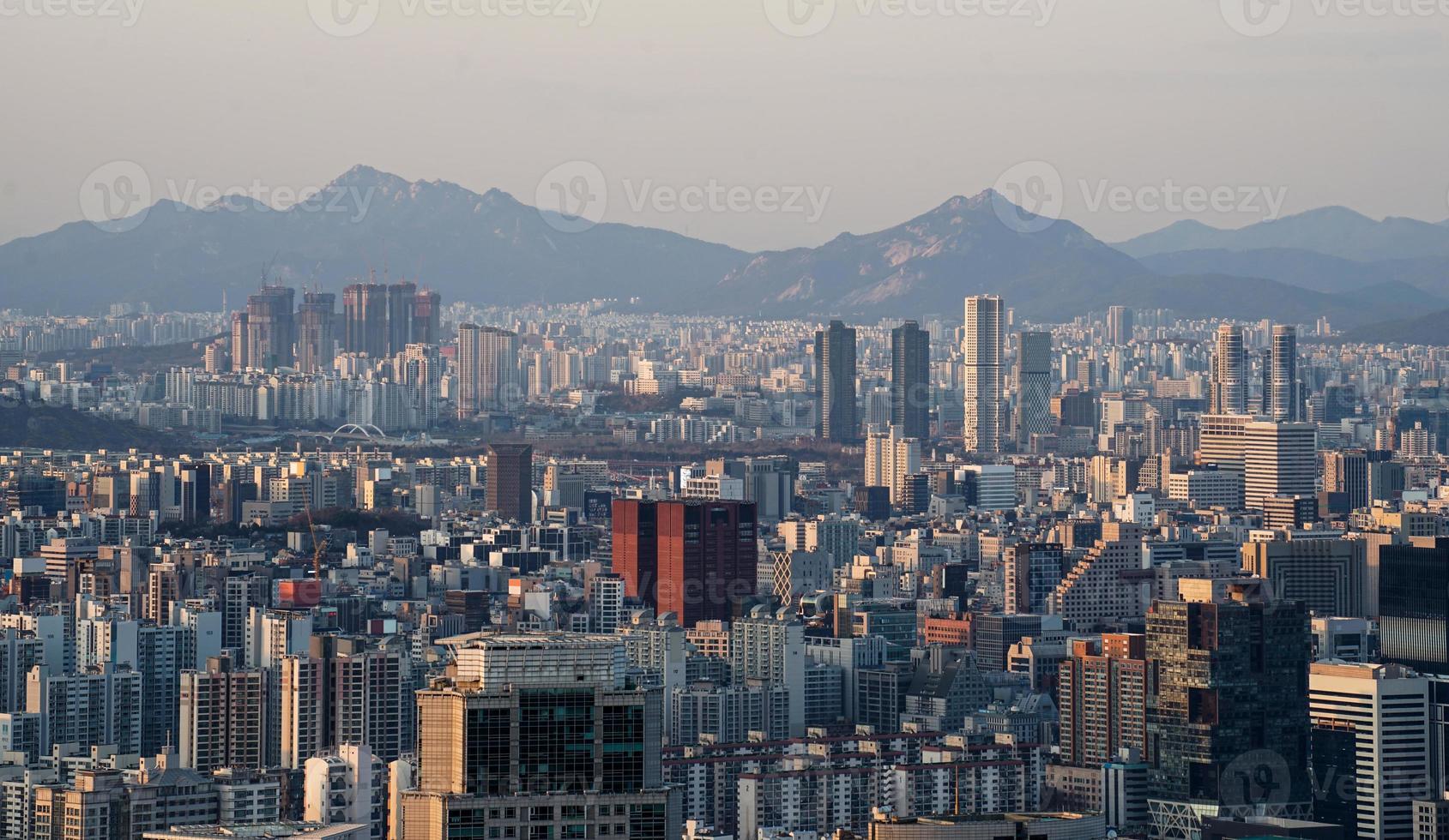 the scenery top of a mountain in Seoul, Korea photo