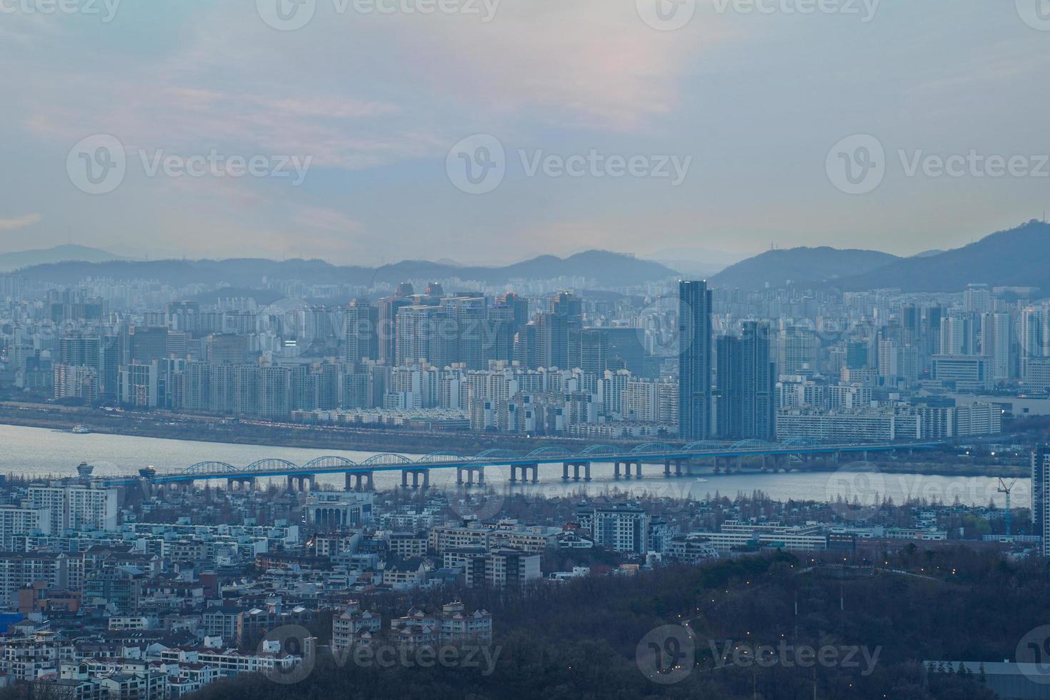 the scenery top of a mountain in Seoul, Korea photo