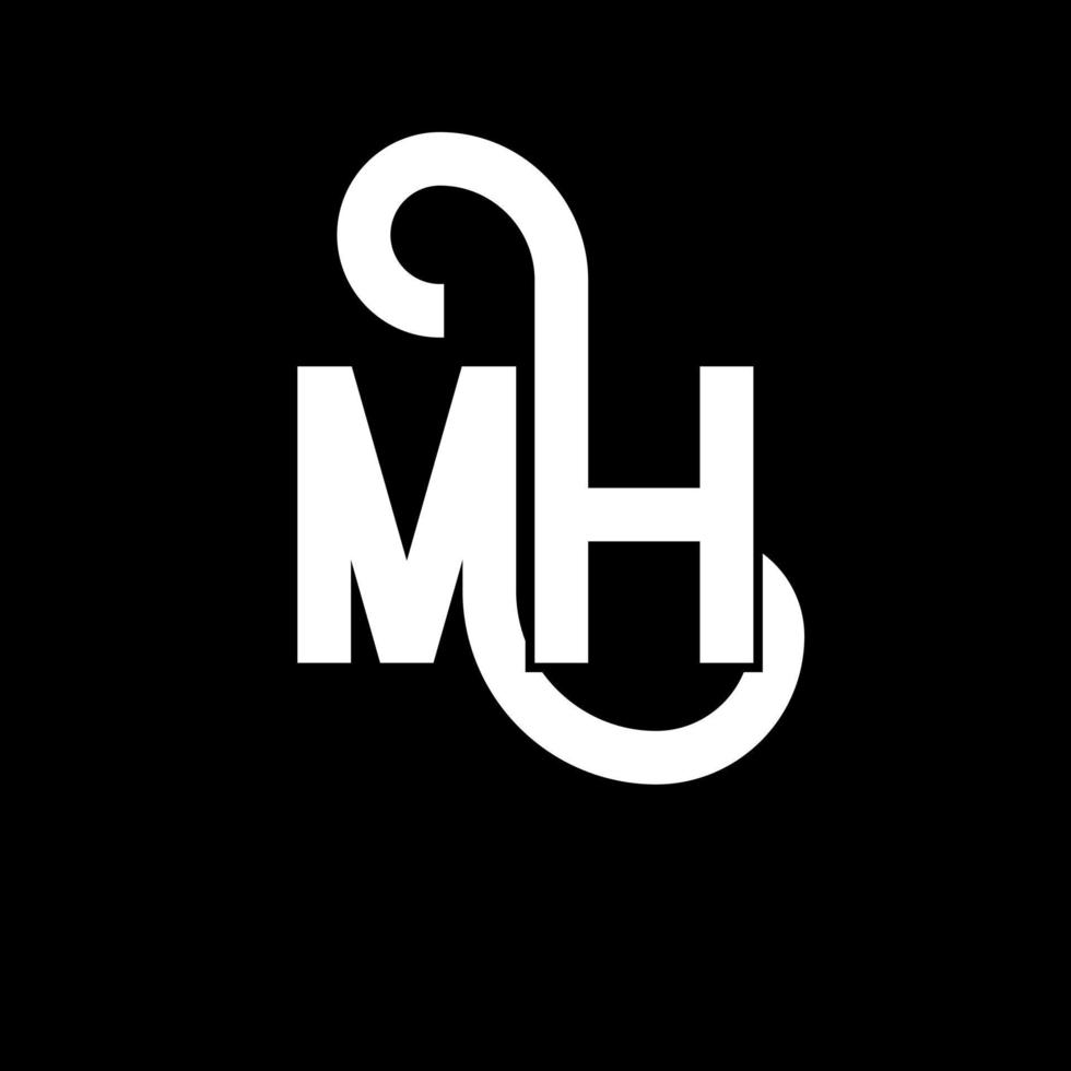 MH Letter Logo Design. Initial letters MH logo icon. Abstract letter MH minimal logo design template. M H letter design vector with black colors. mh logo