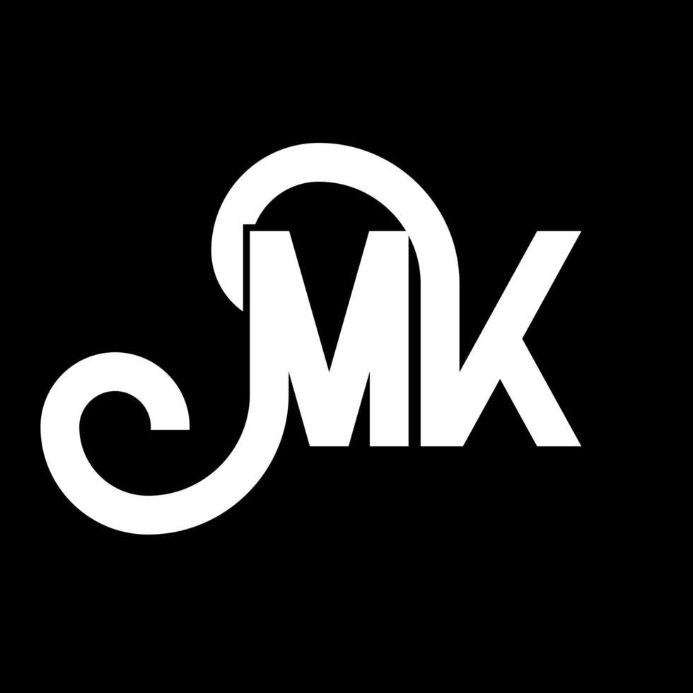 MK Letter Logo Design. Initial letters MK logo icon. Abstract letter MK minimal logo design template. M K letter design vector with black colors. mk logo