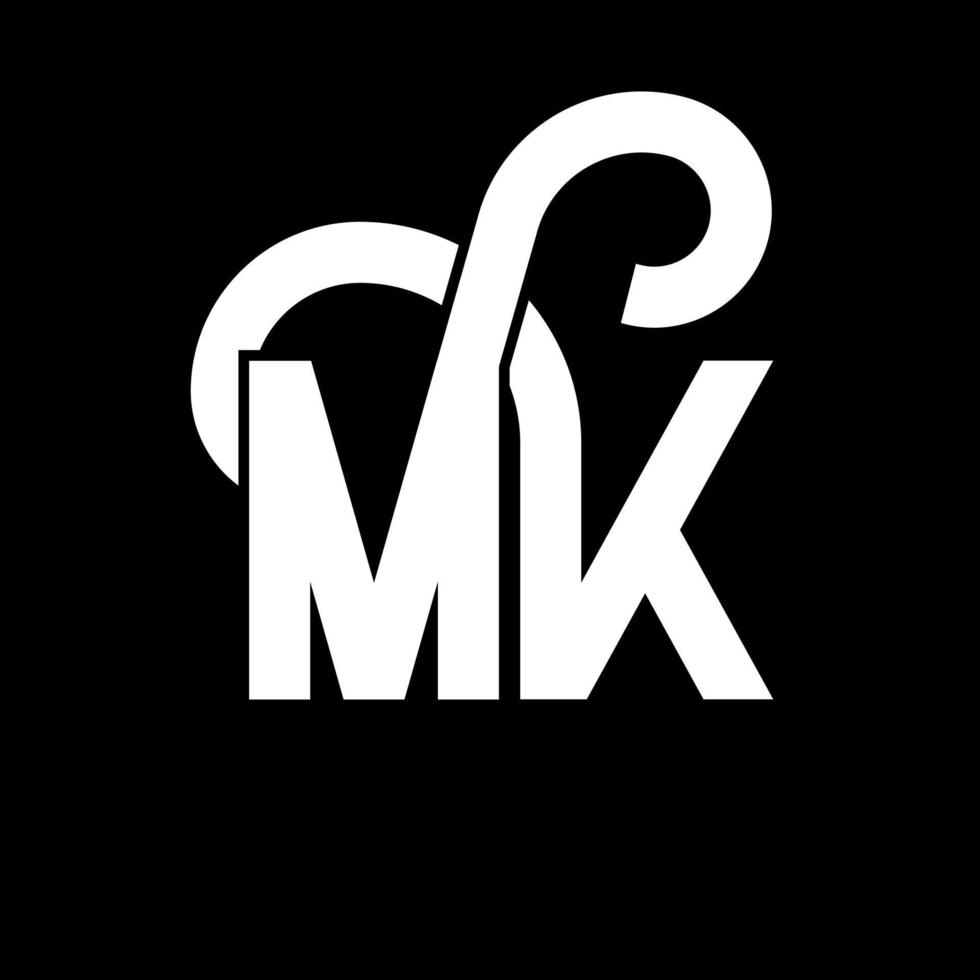 MK Letter Logo Design. Initial letters MK logo icon. Abstract letter MK minimal logo design template. M K letter design vector with black colors. mk logo