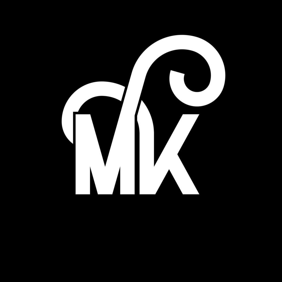 MK Letter Logo Design. Initial letters MK logo icon. Abstract letter MK minimal logo design template. M K letter design vector with black colors. mk logo