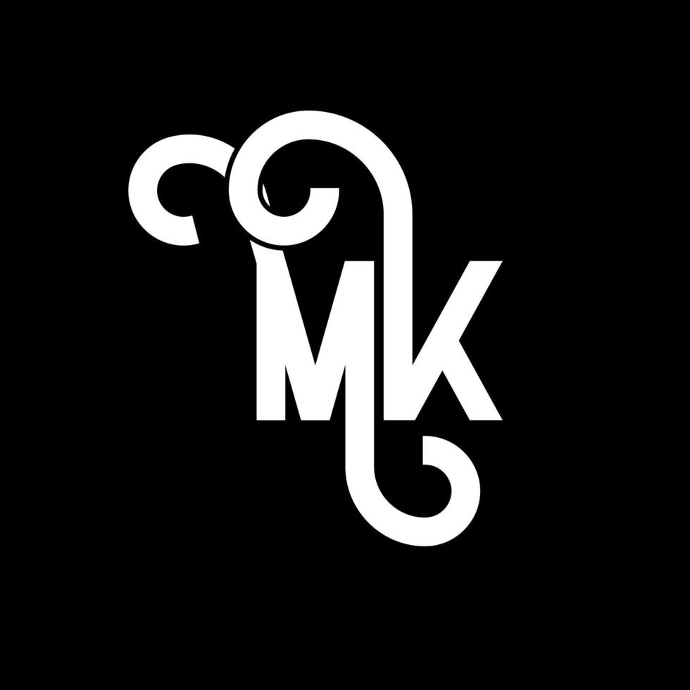 MK Letter Logo Design. Initial letters MK logo icon. Abstract letter MK minimal logo design template. M K letter design vector with black colors. mk logo