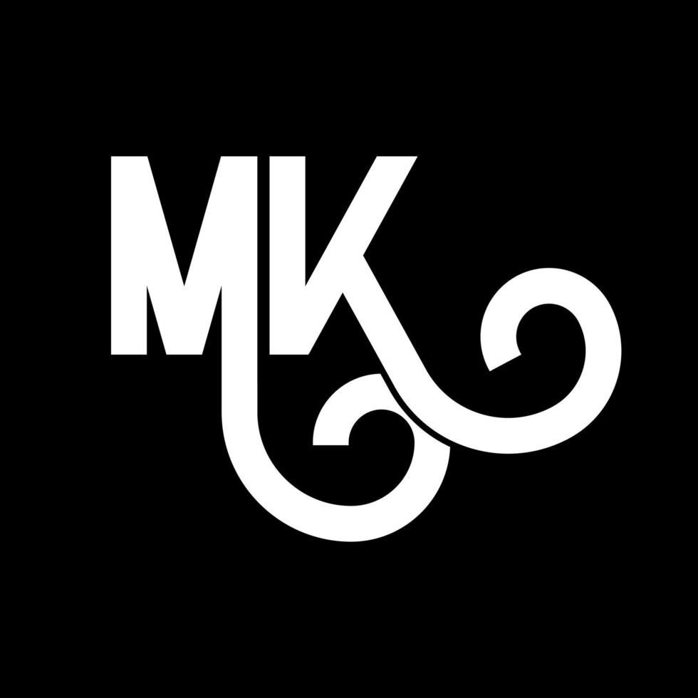 MK Letter Logo Design. Initial letters MK logo icon. Abstract letter MK minimal logo design template. M K letter design vector with black colors. mk logo