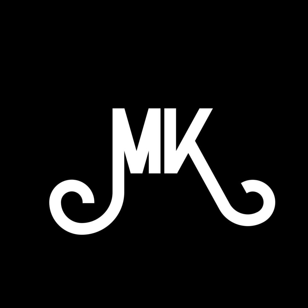 MK Letter Logo Design. Initial letters MK logo icon. Abstract letter MK minimal logo design template. M K letter design vector with black colors. mk logo