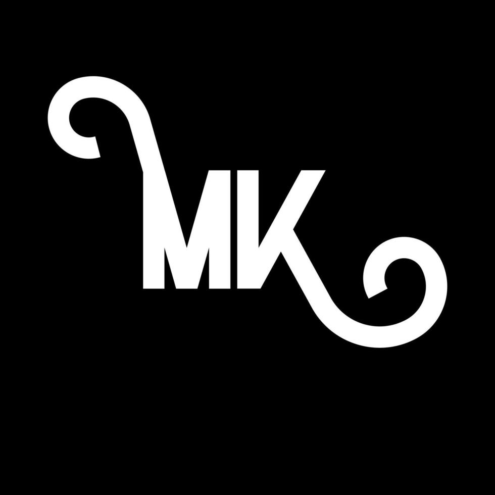 MK Letter Logo Design. Initial letters MK logo icon. Abstract letter MK minimal logo design template. M K letter design vector with black colors. mk logo