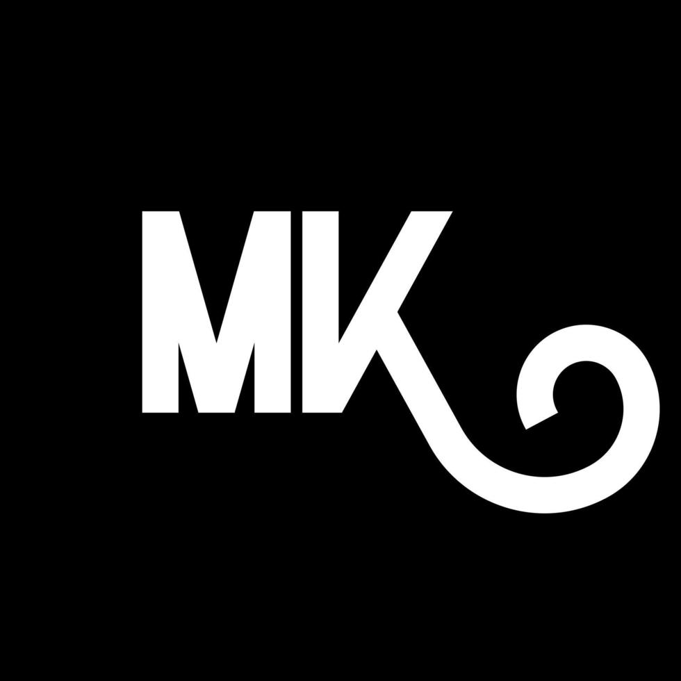 MK Letter Logo Design. Initial letters MK logo icon. Abstract letter MK minimal logo design template. M K letter design vector with black colors. mk logo