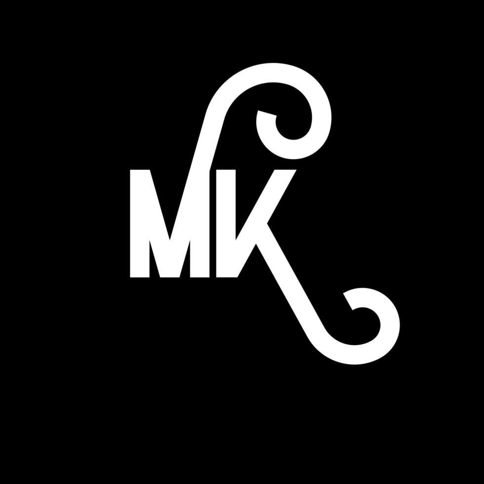 MK Letter Logo Design. Initial letters MK logo icon. Abstract letter MK minimal logo design template. M K letter design vector with black colors. mk logo