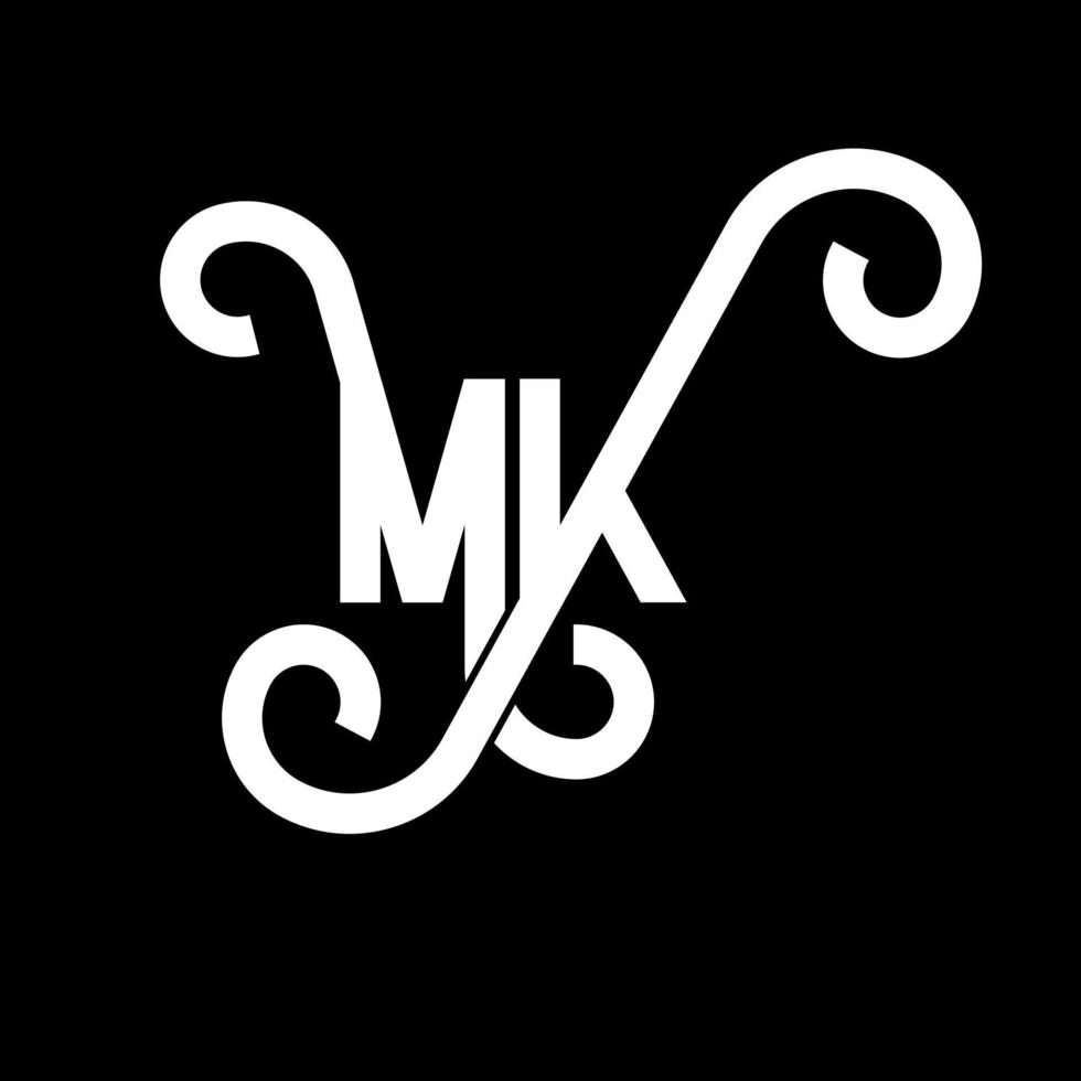 MK Letter Logo Design. Initial letters MK logo icon. Abstract letter MK minimal logo design template. M K letter design vector with black colors. mk logo