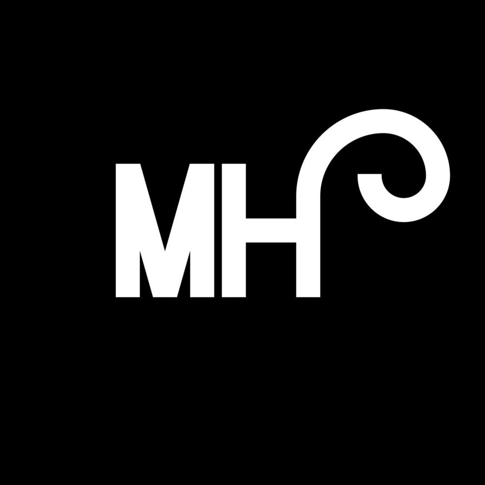 MH Letter Logo Design. Initial letters MH logo icon. Abstract letter MH minimal logo design template. M H letter design vector with black colors. mh logo