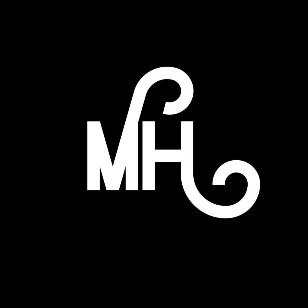 MH Letter Logo Design. Initial letters MH logo icon. Abstract letter MH minimal logo design template. M H letter design vector with black colors. mh logo